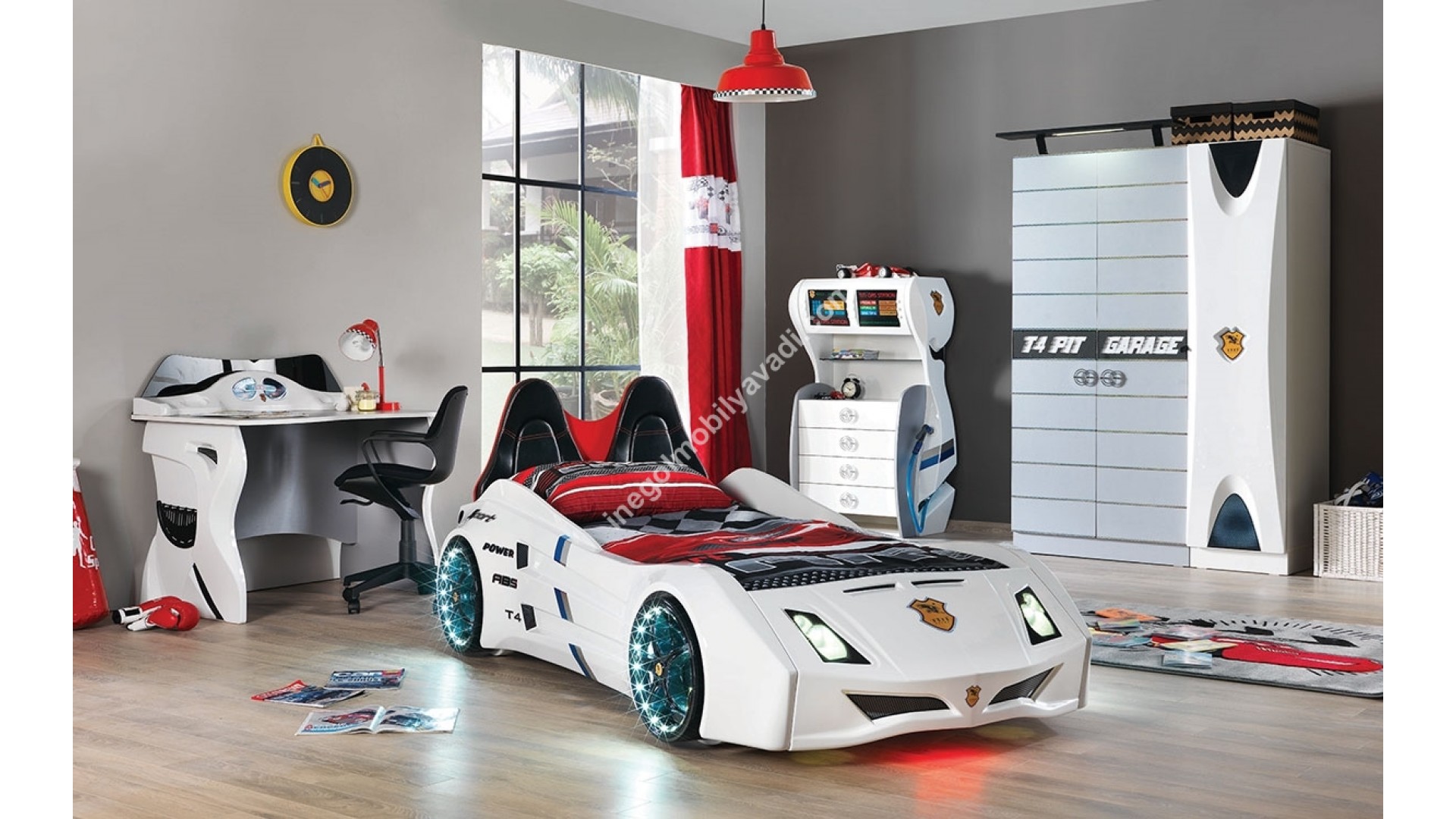 İnegöl Cat Garage Beyaz Çocuk Odası Takımı