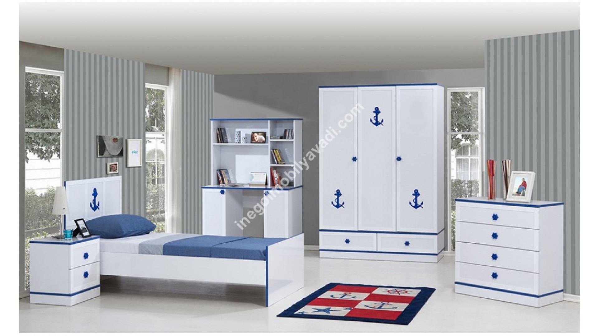 İnegöl Gemici Beyaz Çocuk Odası Takımı